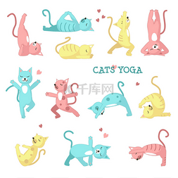 yoga图片_做瑜伽的猫构成向量例证