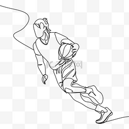 篮球线条画图片_艺术线条画少年篮球运动员