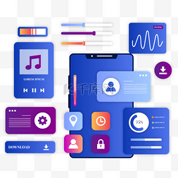 蓝紫色图片_用户界面蓝紫色图标用户体验手机