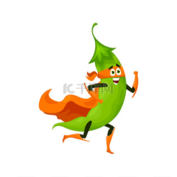 长的蔬菜图片_戴着面罩的绿豌豆荚超级英雄和斗