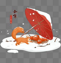 传统小寒图片_小寒冬季雪地松鼠觅食