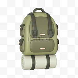 C4D立体旅行小装饰绿色行李包