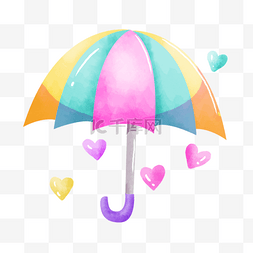 彩色广告名片图片_雨伞爱心紫色彩色绘画图片