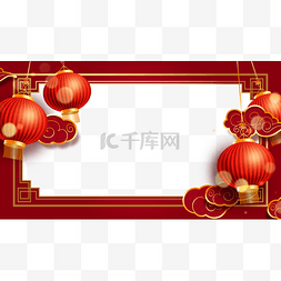 日本文化海报图片_春节红灯笼喜庆几何边框