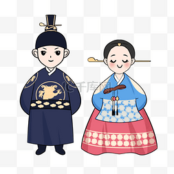 韩国卡通人物古代传统婚礼服饰
