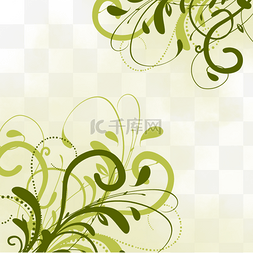 简约线条装饰图案图片_树枝绿色简约曲线线条几何边框