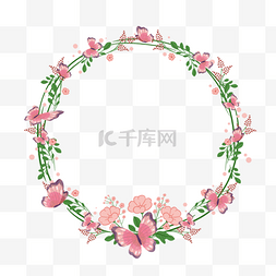 边框小碎花图片_粉色小碎花花卉光效蝴蝶边框