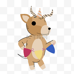 长角鹿图片_可爱长角鹿抽象线条动物涂鸦