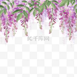 水彩紫藤花粉紫色花花束