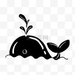 可爱鲸鱼创意黑白单色涂鸦