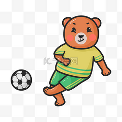 熊足球运动卡通可爱动物