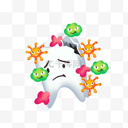 病毒细菌霉菌插画图片_牙齿细菌疾病