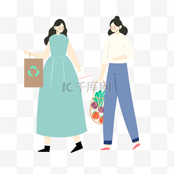 提着循环手提袋的购物女性韩国环