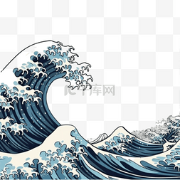 插画海浪浪花图片_卡通手绘日式海浪浪花