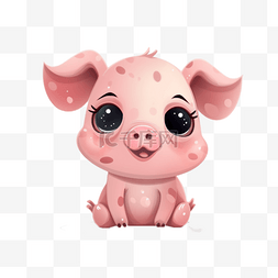 猪图片_卡通可爱手绘动物小动物元素猪
