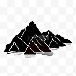 山剪影黑色线条