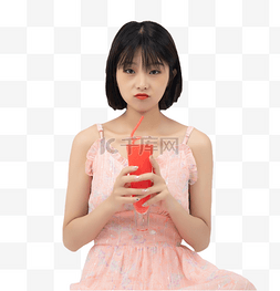 喝西瓜汁图片_喝西瓜汁的女孩