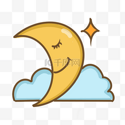 可爱天气图标睡梦中的月亮