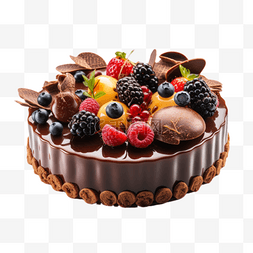 巧克力美味图片_巧克力水果圆形生日蛋糕