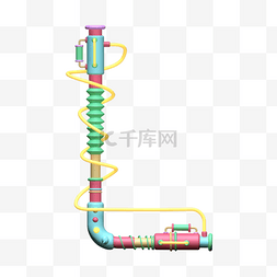 字母l赛博朋克风格3d玩具