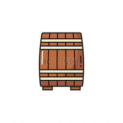 法国干邑白兰地酒图片_木桶波尔图葡萄酒隔离容器扁平线
