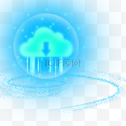 抽象光效科技蓝色圆环云朵箭头