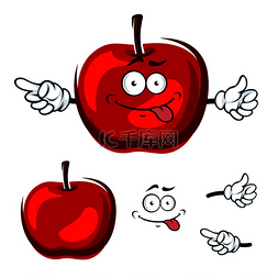 逗笑卡通红苹果果角色滑稽的脸露