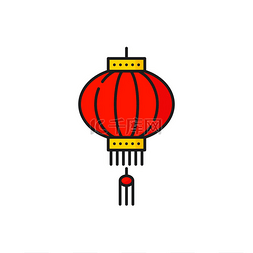中国新年灯笼红色图片_红色和黄色的中国新年灯笼挂纸灯