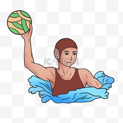 比赛创意海报图片_水球运动员蓝色卡通人物