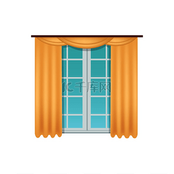 窗户装饰着窗帘、长窗帘和室内设