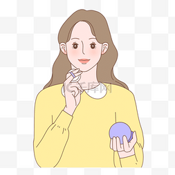 化妆女孩黄衣服精致图片绘画