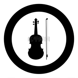 圆形矢量插图中的小提琴图标黑色