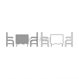 餐厅图标中的桌子和两把椅子或扶