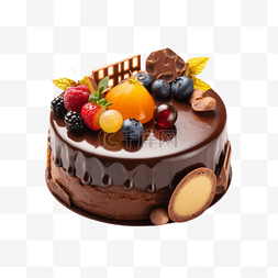 草莓蛋糕素材图片_圆形巧克力奶油生日蛋糕