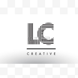 LC L C Black and White Lines Letter Logo Desi