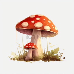 多肉手绘图片_彩色夏季手绘蘑菇