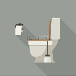 厕所刷子图片_马桶平面图。马桶侧视图，带卫生