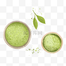 抹茶茶叶水彩风格绿色