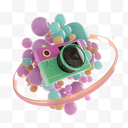 抽象粉色几何图片_照相机绿色3d抽象创意