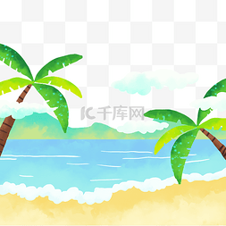 沙滩图片_大暑海滩椰子树
