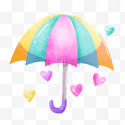 彩色可爱卡通水彩雨伞