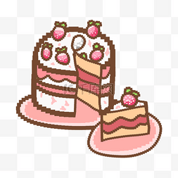 蛋糕像素艺术面包草莓切块