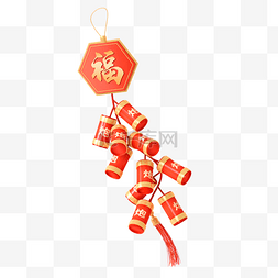 中国风红素材图片_红金C4D立体新年喜庆鞭炮