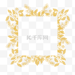 金线花卉婚礼正方形花边边框