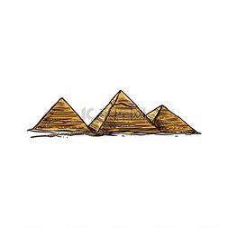 古埃及金字塔孤立的草图。