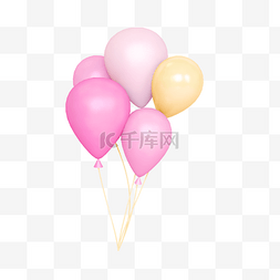 女王节立体图片_粉色C4D立体唯美气球