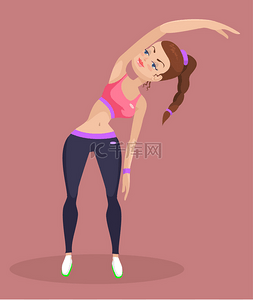 体育矢量图图片_女人做瑜伽。矢量平面插画