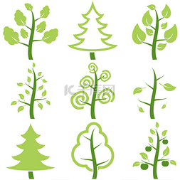绿色生态卡通图片_设置的图标树.