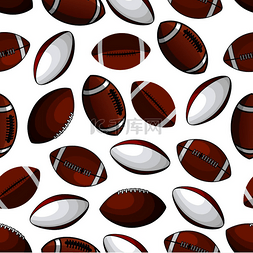 棕色白色图片_美式足球和橄榄球无缝图案的经典