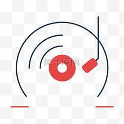 线条画卡通图片_抽象红蓝线条唱片音乐徽标